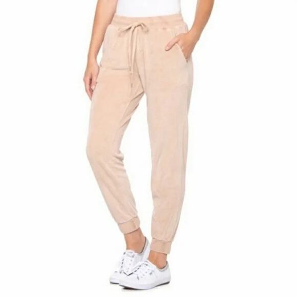 Young Fabulous & Broke Ollie Y2K High-Waist Velour Tan Comfy Jogger Pants M/L - Picture 1 of 15